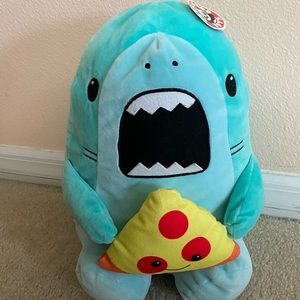 Plush Shark Eating Pizza - Blue